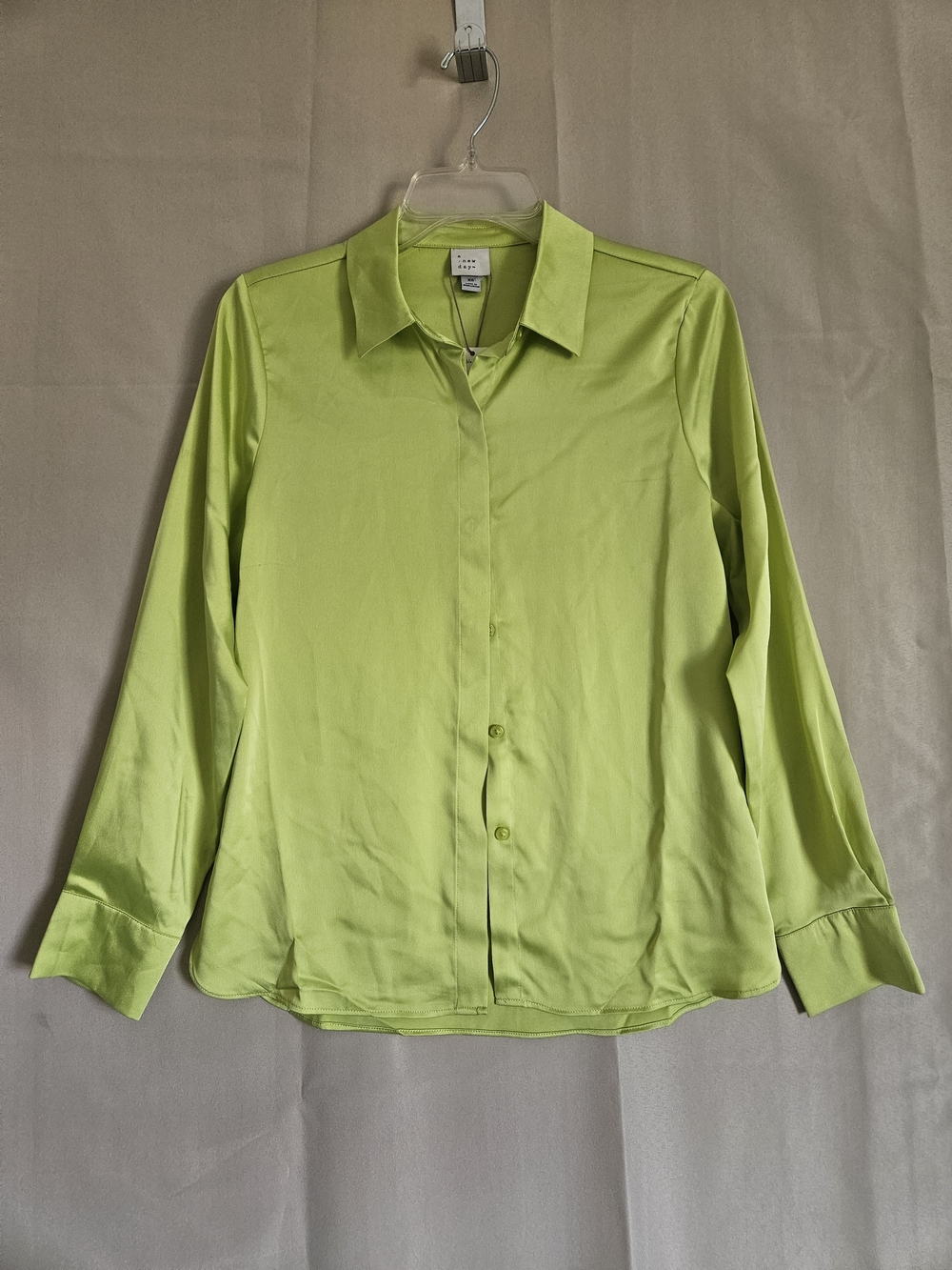 a new day Lime Green Button-Up Blouse Size XS